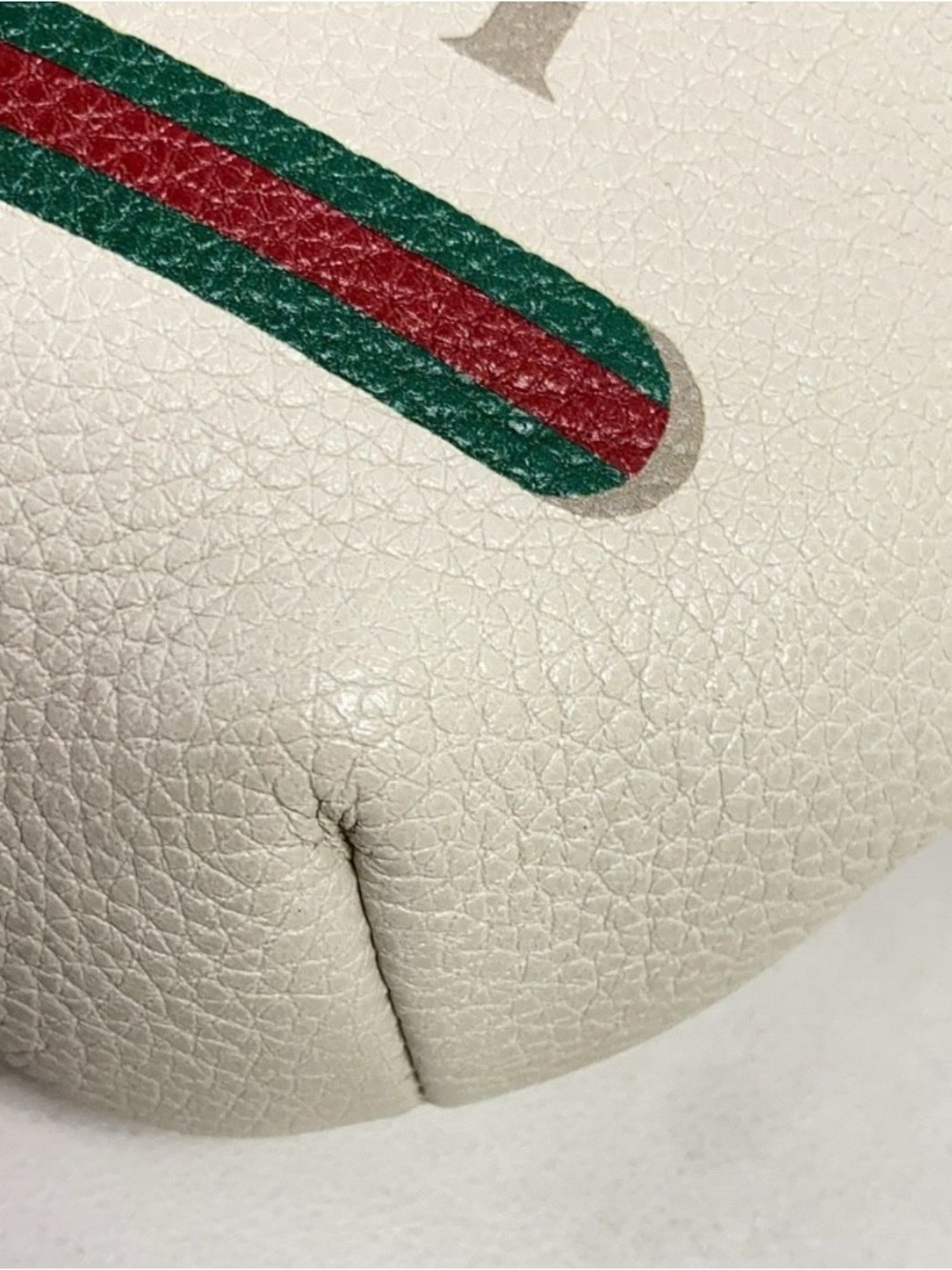 Gucci Cream Leather Belt Bag with Green-Red Web and Navy-Red Strap - Picture 5 of 11